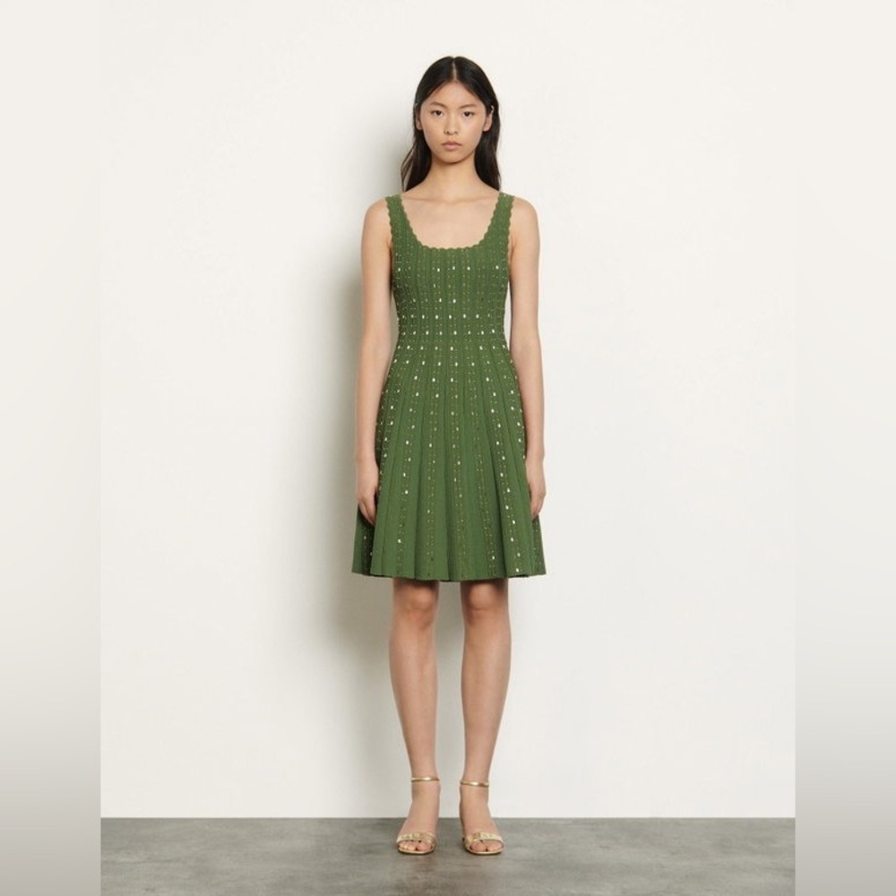 Sandro Paris Knitted Dress With Bead Jewels 40